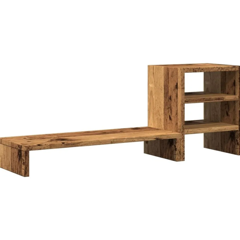 vidaXL Electrónica-Soporte de monitor con organizador escritorio madera envejecida