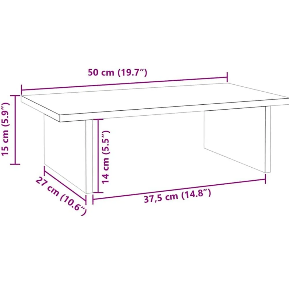 vidaXL Electrónica-Soporte de monitor madera maciza de pino 50x27x15 cm