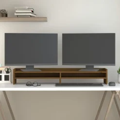 vidaXL Electrónica-Soporte de monitor madera maciza pino marrón miel 100x24x16 cm
