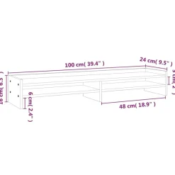 vidaXL Electrónica-Soporte de monitor madera maciza pino marrón miel 100x24x16 cm