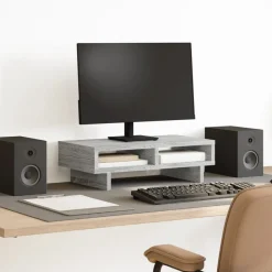 vidaXL Soporte de pantalla madera ingeniería 50x27x15 cm Gris sonoma