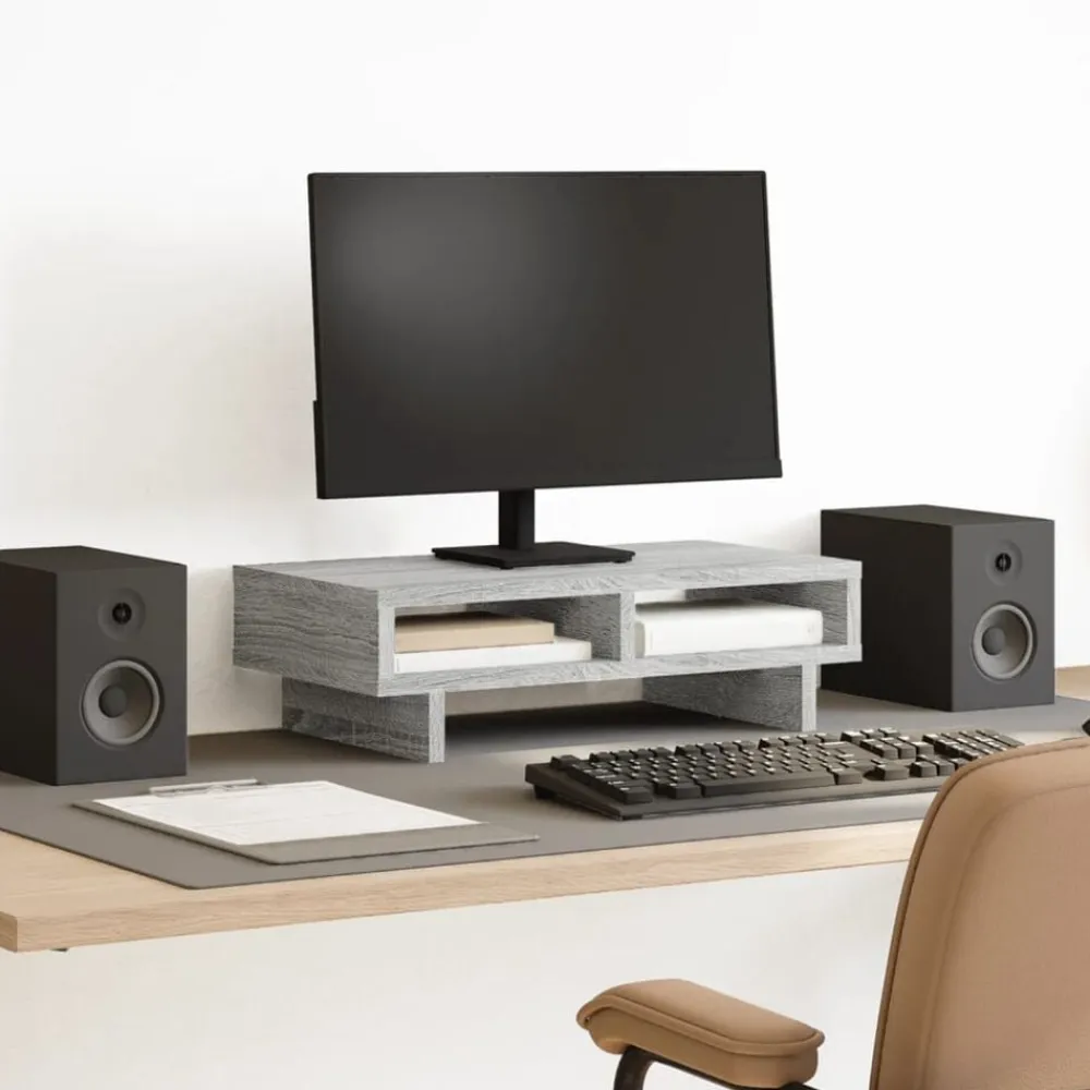 vidaXL Soporte de pantalla madera ingeniería 50x27x15 cm Gris sonoma