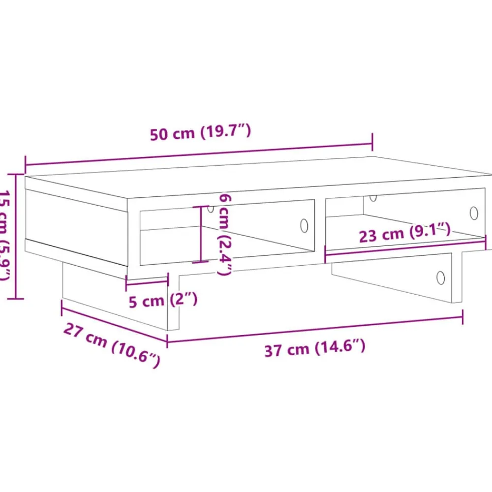 vidaXL Soporte de pantalla madera ingeniería 50x27x15 cm Gris sonoma