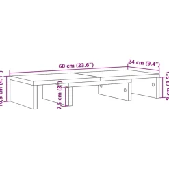 vidaXL Electrónica-Soporte de pantalla ajustable madera 60x24x10,5 cm