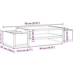 vidaXL Soporte de pantalla con almacenaje madera 70x27x15 cm Negro New