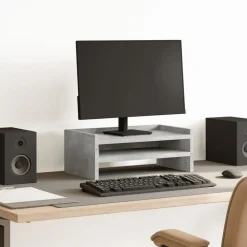 vidaXL Electrónica-Soporte de pantalla madera ingeniería gris hormigón 42x24x16 cm