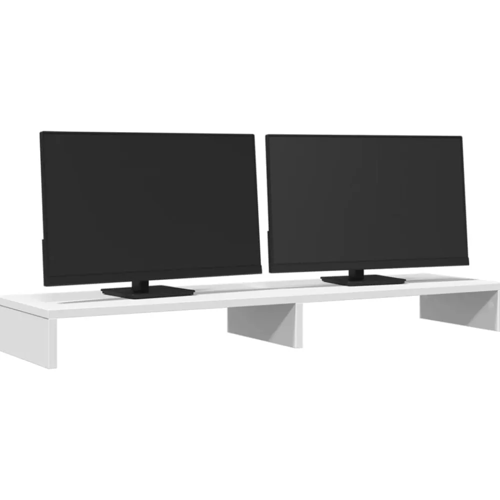 vidaXL Soporte de pantalla madera ingeniería 100x27x10 cm Blanco Clearance