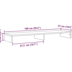 vidaXL Soporte de pantalla madera ingeniería 100x27x10 cm Blanco Clearance