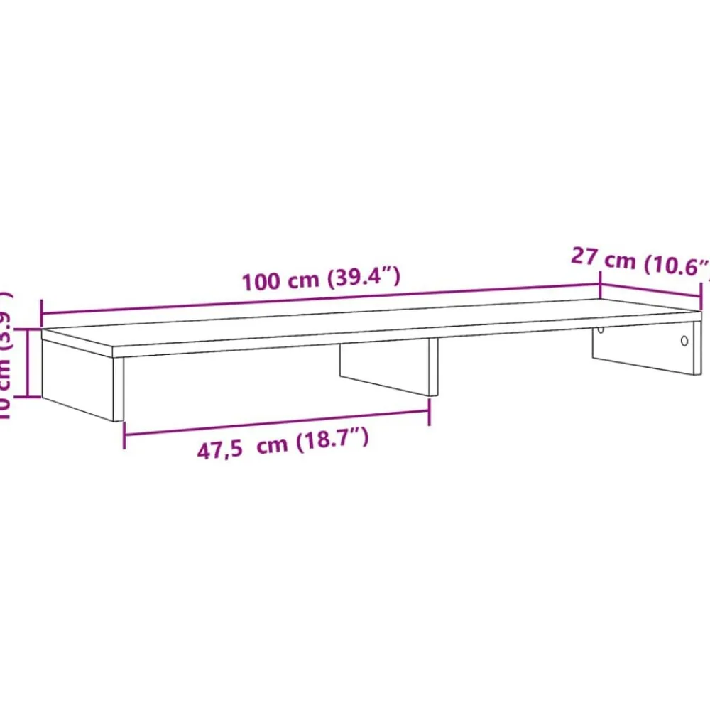 vidaXL Soporte de pantalla madera ingeniería 100x27x10 cm Blanco Clearance