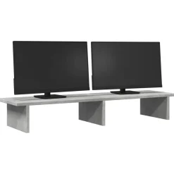 vidaXL Soporte de pantalla madera ingeniería gris hormigón 100x27x15cm Gris hormig&oacute;n Discount