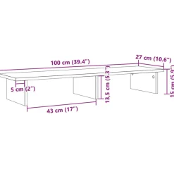 vidaXL Soporte de pantalla madera ingeniería gris hormigón 100x27x15cm Gris hormig&oacute;n Discount