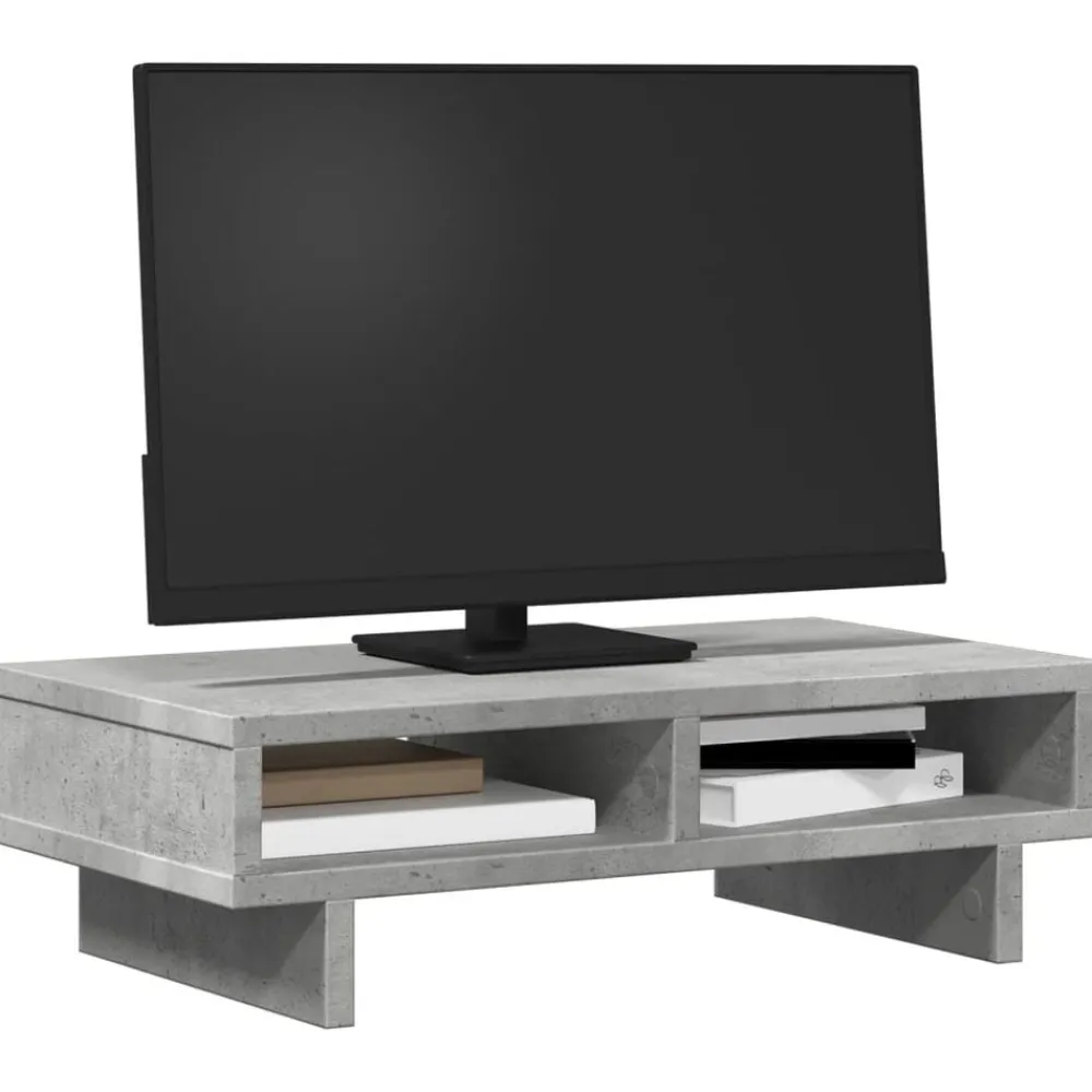 vidaXL Soporte de pantalla madera ingeniería gris hormigón 50x27x15 cm Gris hormigón Clearance