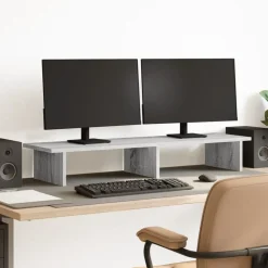 vidaXL Soporte de pantalla madera ingeniería 100x27x15 cm Gris sonoma New