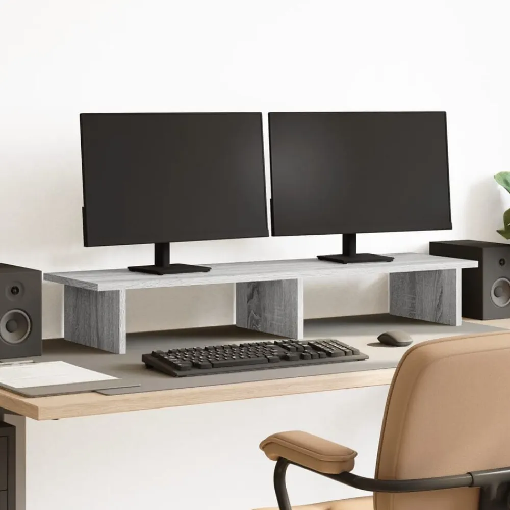vidaXL Soporte de pantalla madera ingeniería 100x27x15 cm Gris sonoma New