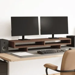 vidaXL Soporte de pantalla madera ingeniería marrón roble 100x27x15 cm Online