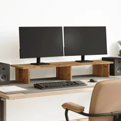 vidaXL Soporte de pantalla madera ingeniería envejecida 100x27x15 cm Madera antigua New