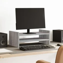 vidaXL Soporte de pantalla madera ingeniería 50x27x20 cm Gris sonoma Clearance