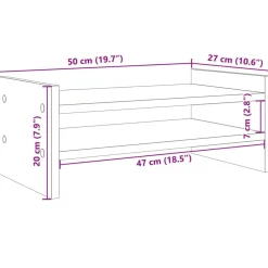 vidaXL Soporte de pantalla madera ingeniería 50x27x20 cm Gris sonoma Clearance