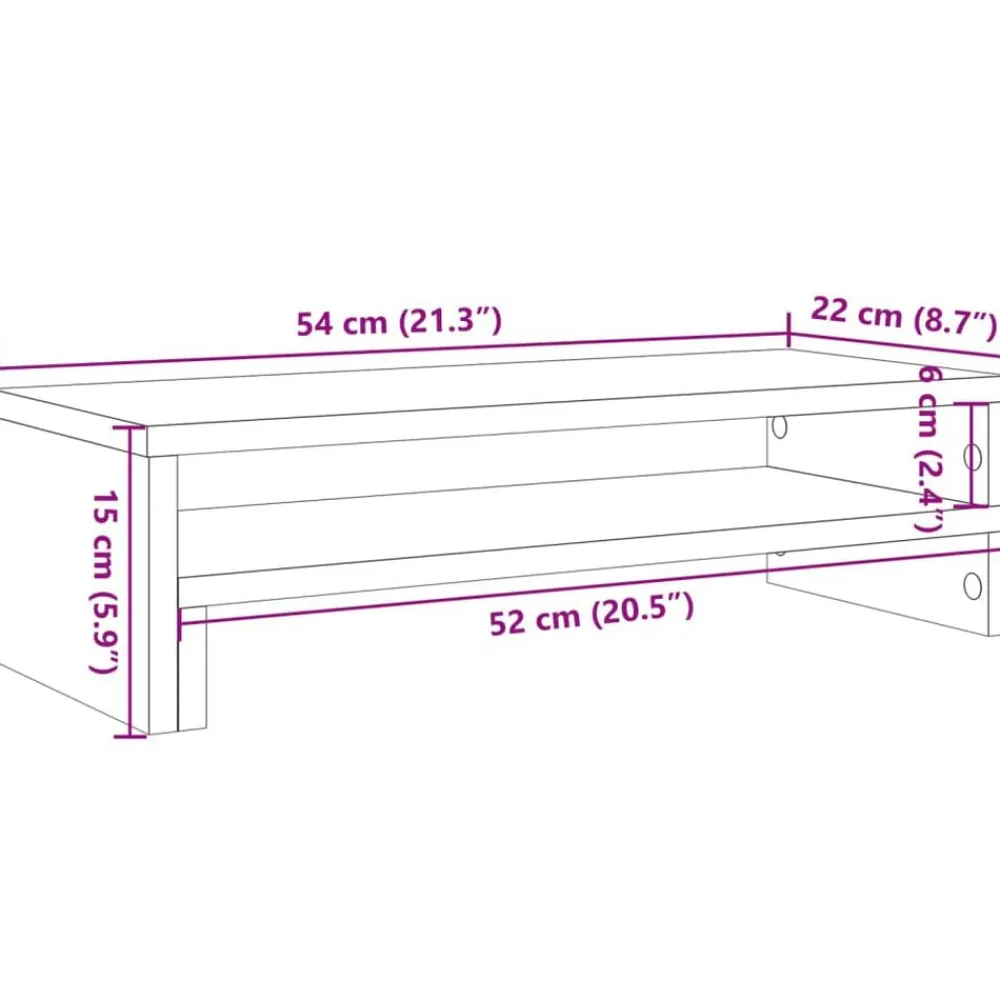 vidaXL Electrónica-Soporte de pantalla madera ingeniería 54x22x15 cm