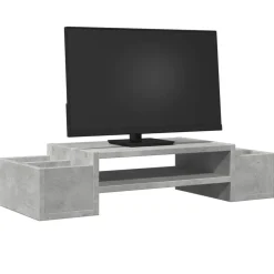 vidaXL Electrónica-Soporte de pantalla con almacenaje gris hormigón 70x27x15 cm