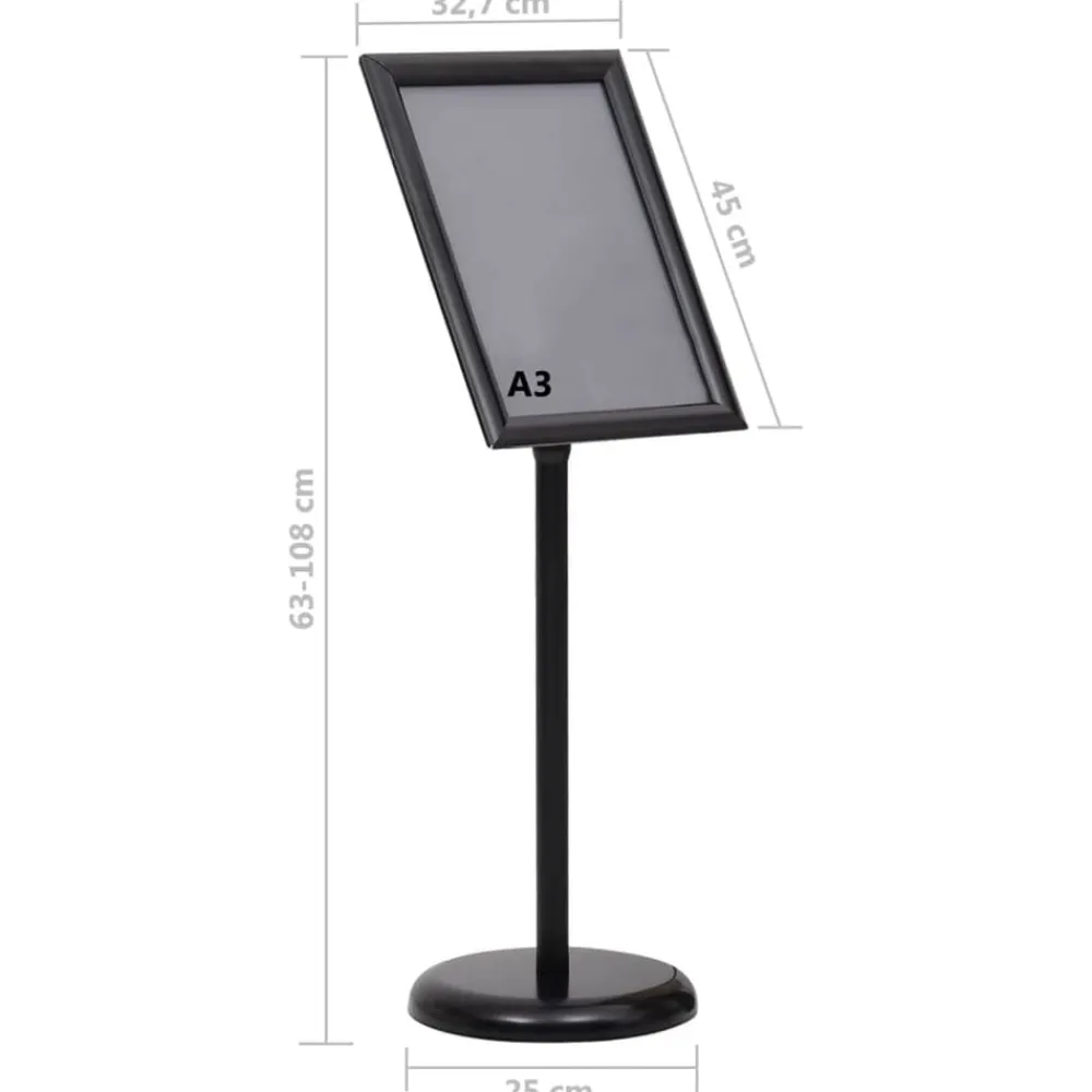 vidaXL Venta Al Por Menor-Soporte de pie para carteles A3 de aleación de aluminio