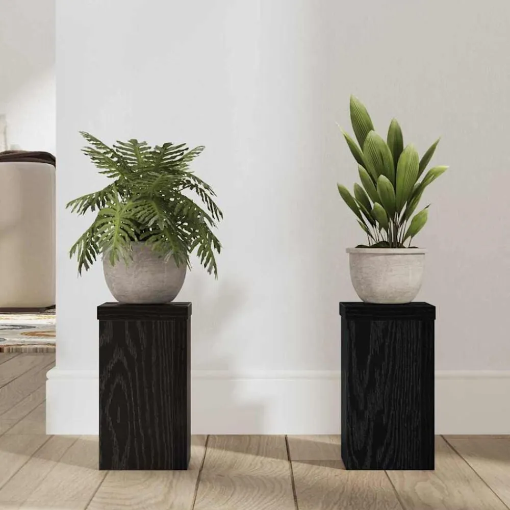 vidaXL Soporte de plantas 2 pcs 10 x 10 x 18 cm Roble negro Best