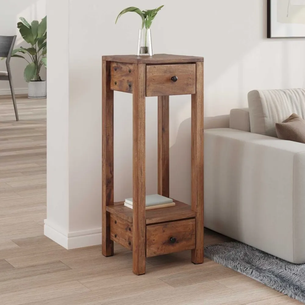 vidaXL Soporte de plantas Marrón 30 x 30 x 80 cm Madera de Caoba Outlet