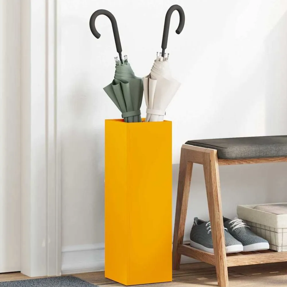 vidaXL Productos Del Hogar-Soporte de Sombrilla Mostaza 15,5 x 15,5 x 49 cm Metal
