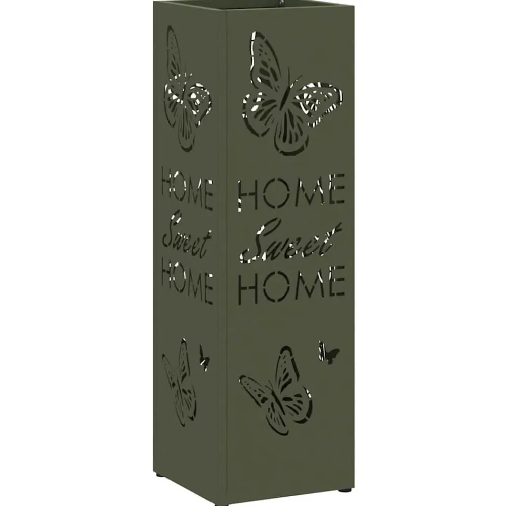 vidaXL Soporte de Sombrilla Oliva 15,5 x 15,5 x 49 cm Metal Verde oliva New