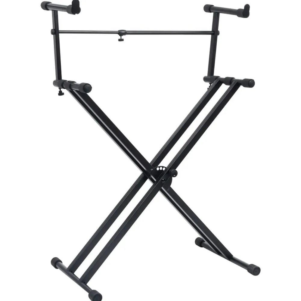 vidaXL Soporte de teclado de doble refuerzo en X negro