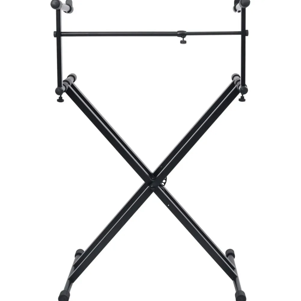 vidaXL Soporte de teclado de doble refuerzo en X negro
