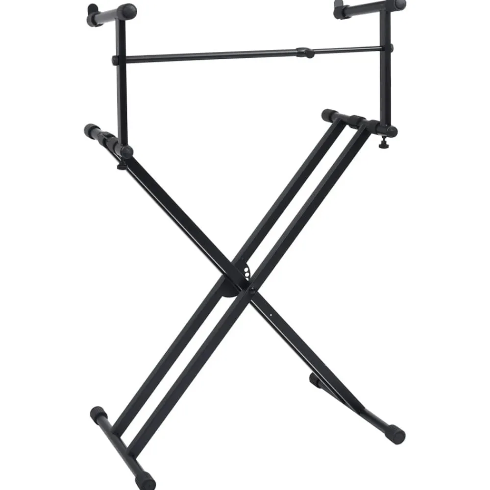 vidaXL Soporte de teclado de doble refuerzo en X negro