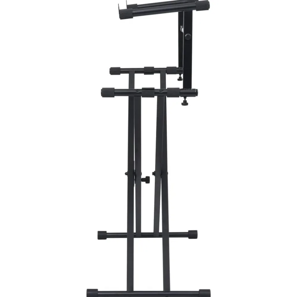 vidaXL Soporte de teclado de doble refuerzo en X negro