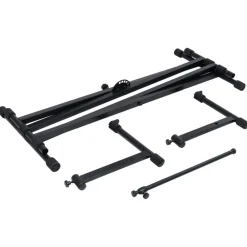 vidaXL Soporte de teclado de doble refuerzo en X negro