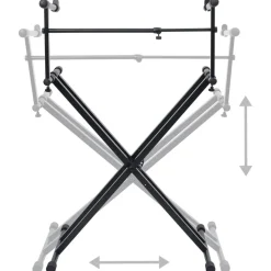 vidaXL Soporte de teclado de doble refuerzo en X negro