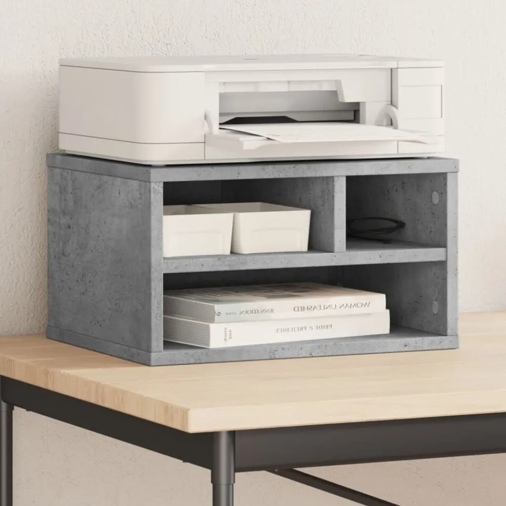 vidaXL Soporte impresora madera ingeniería gris hormigón 40x32x22,5 cm Gris hormigón