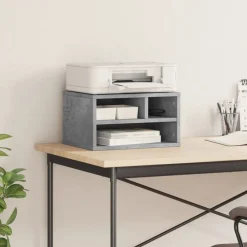 vidaXL Soporte impresora madera ingeniería gris hormigón 40x32x22,5 cm Gris hormigón