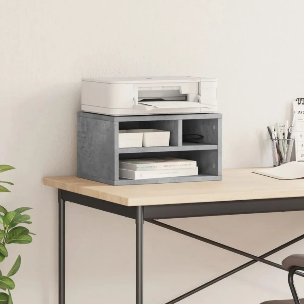 vidaXL Soporte impresora madera ingeniería gris hormigón 40x32x22,5 cm Gris hormigón