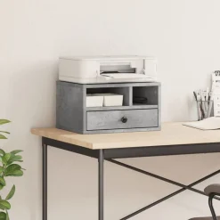 vidaXL Soporte impresora madera ingeniería gris hormigón 40x32x22,5 cm Gris hormig&oacute;n Discount