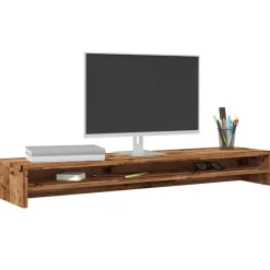 vidaXL Soporte mesa pantalla madera ingeniería envejecida 100x24x13 cm Madera antigua Clearance