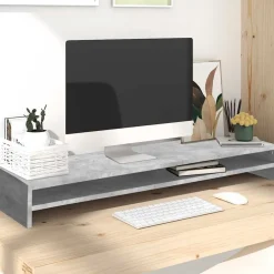 vidaXL Soporte mesa para pantalla contrachapada hormigón 100x24x13cm Gris hormig&oacute;n Hot