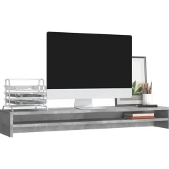 vidaXL Soporte mesa para pantalla contrachapada hormigón 100x24x13cm Gris hormig&oacute;n Hot