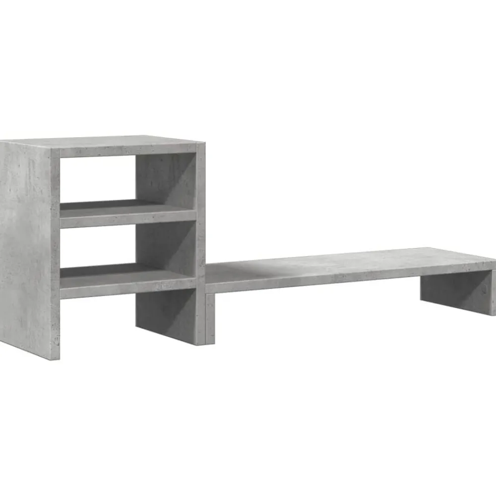 vidaXL Soporte monitor con organizador escritorio madera gris hormigón Gris hormigón Clearance