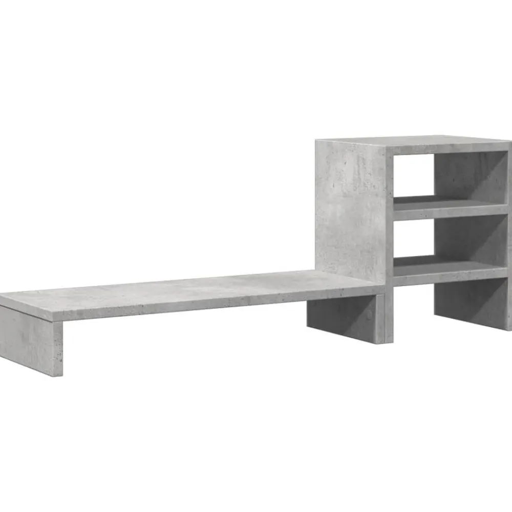vidaXL Soporte monitor con organizador escritorio madera gris hormigón Gris hormigón Clearance