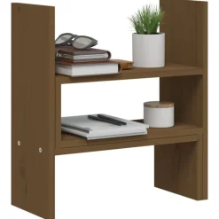 vidaXL Soporte monitor madera maciza pino marrón miel (39-72)x17x43 cm Marrón miel Clearance