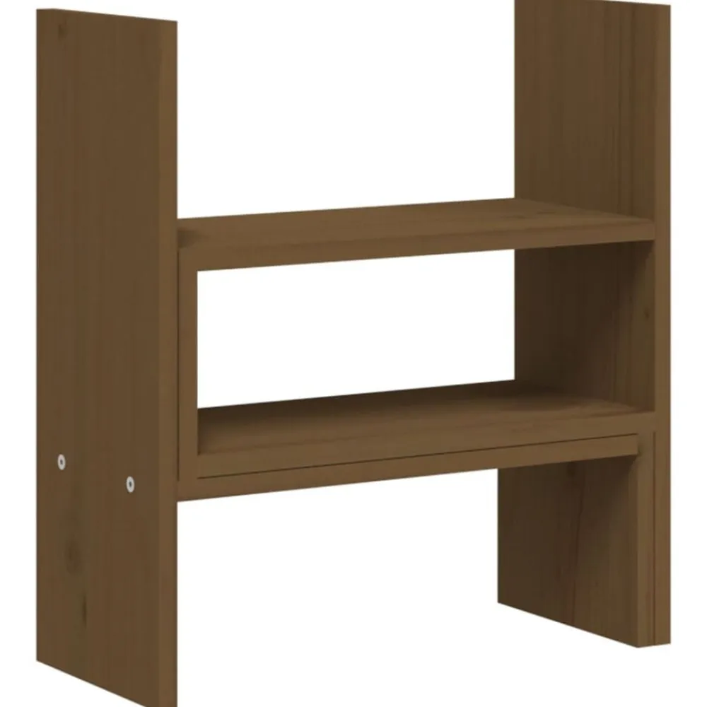 vidaXL Soporte monitor madera maciza pino marrón miel (39-72)x17x43 cm Marrón miel Clearance
