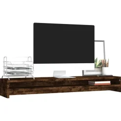 vidaXL Soporte monitor madera contrachapada 100x24x13 cm Roble ahumado New