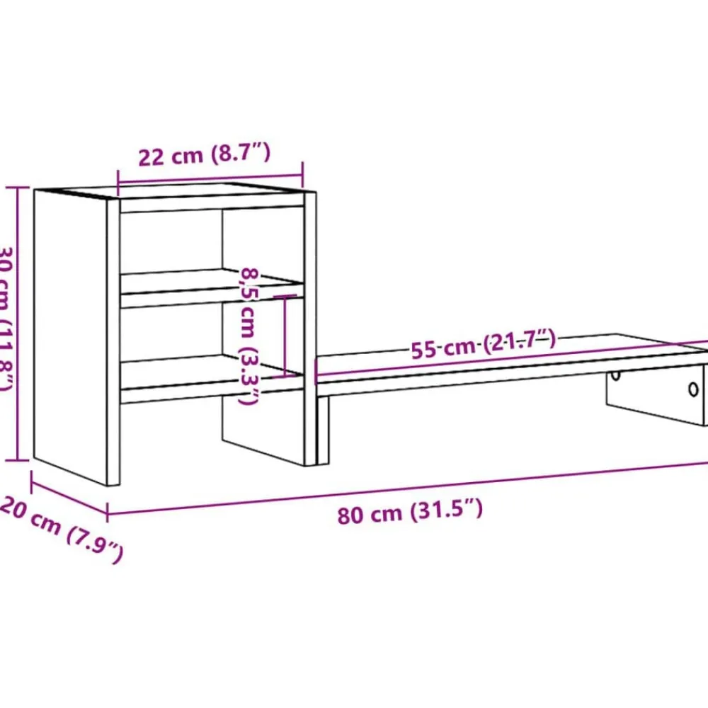 vidaXL Electrónica-Soporte monitor organizador escritorio madera ingeniería