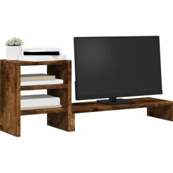 vidaXL Soporte monitor organizador escritorio madera Roble ahumado Hot