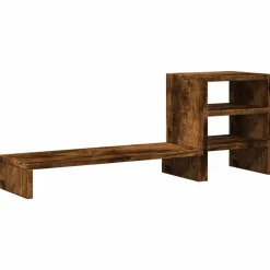 vidaXL Soporte monitor organizador escritorio madera Roble ahumado Hot